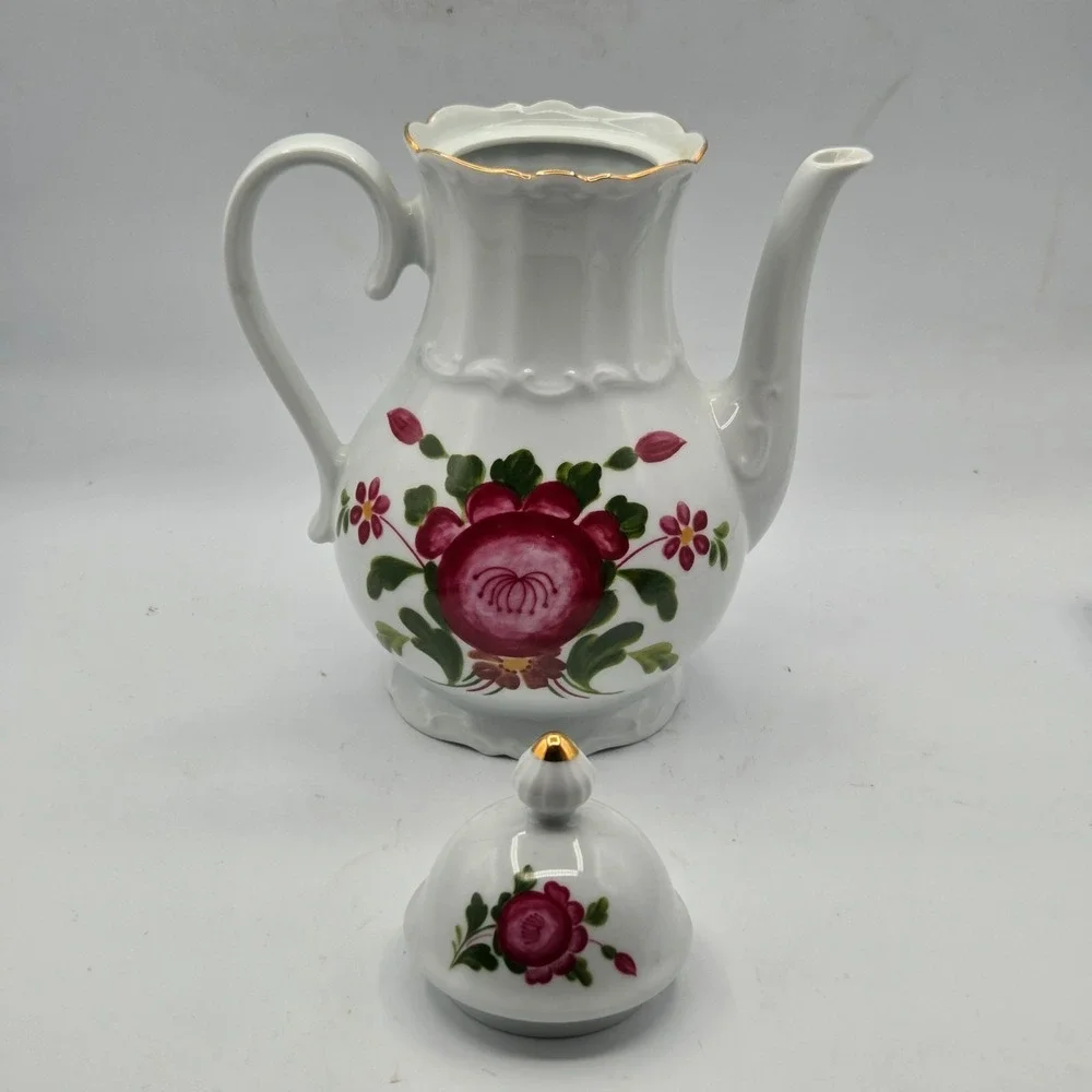 Bareuther Waldsassen Bavaria Germany Floral TeaPot Gold Trim‎ #242